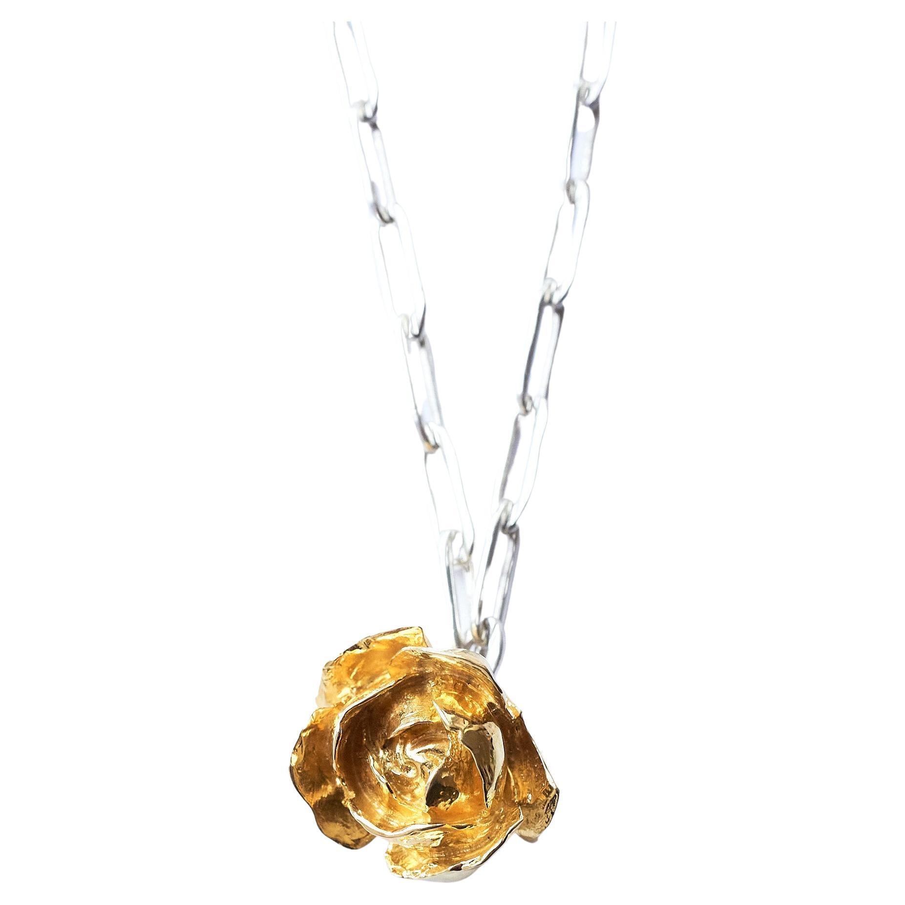 Rose Flower Necklace
Material: 18 K Gold Plated Rose and Sterling Silver Chain
Length: 26