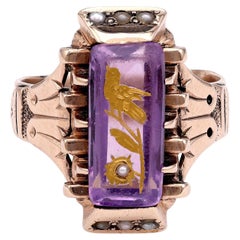 Antique Rose of Sharon Amethyst Ring