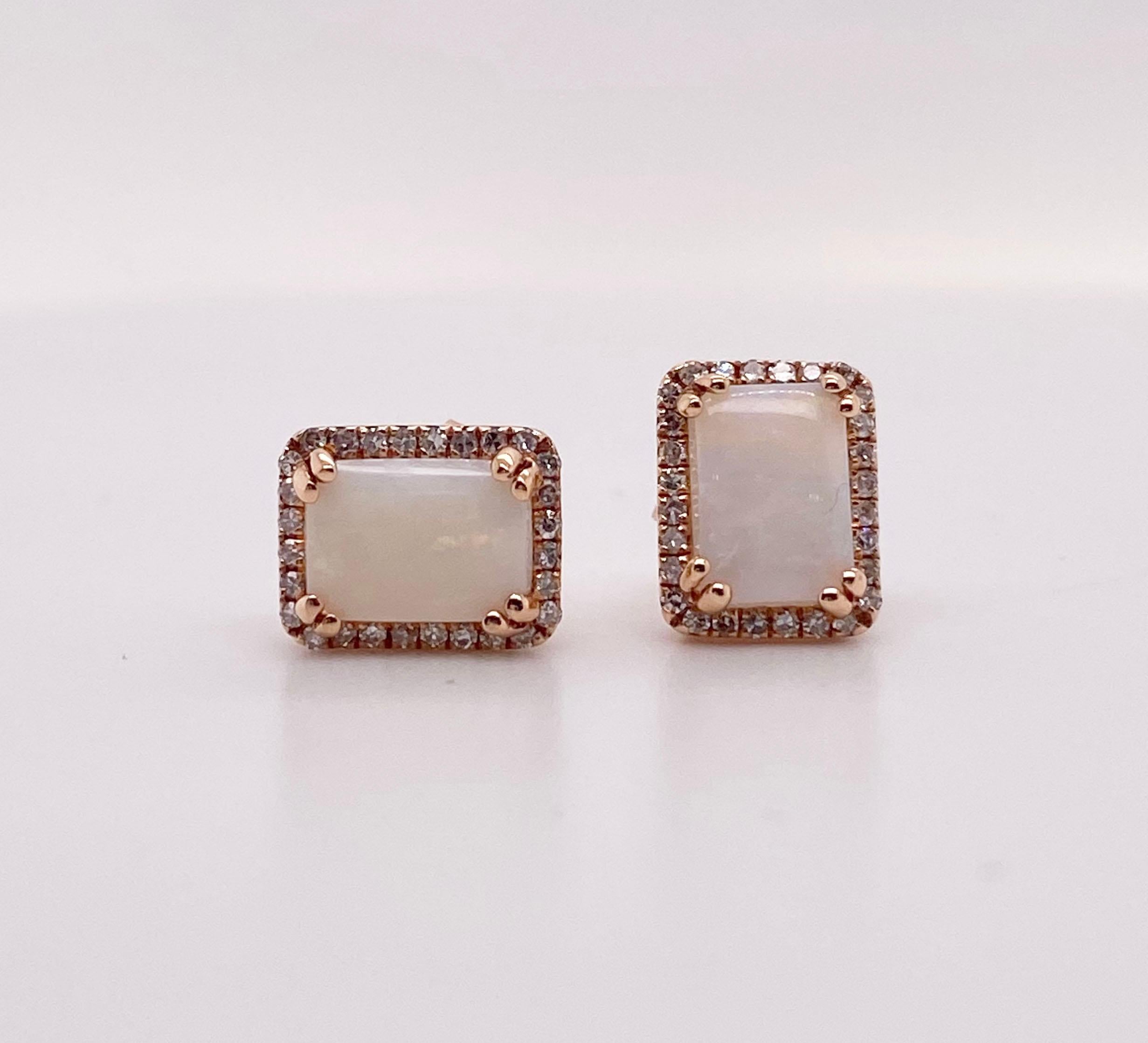 Pink and white opals look amazing in 14 karat rose gold! The post style works on anyone’s ear and the 28 diamonds enhance the design! Australian opals with natural diamonds are the perfect pairing!
The details for these gorgeous earrings are listed