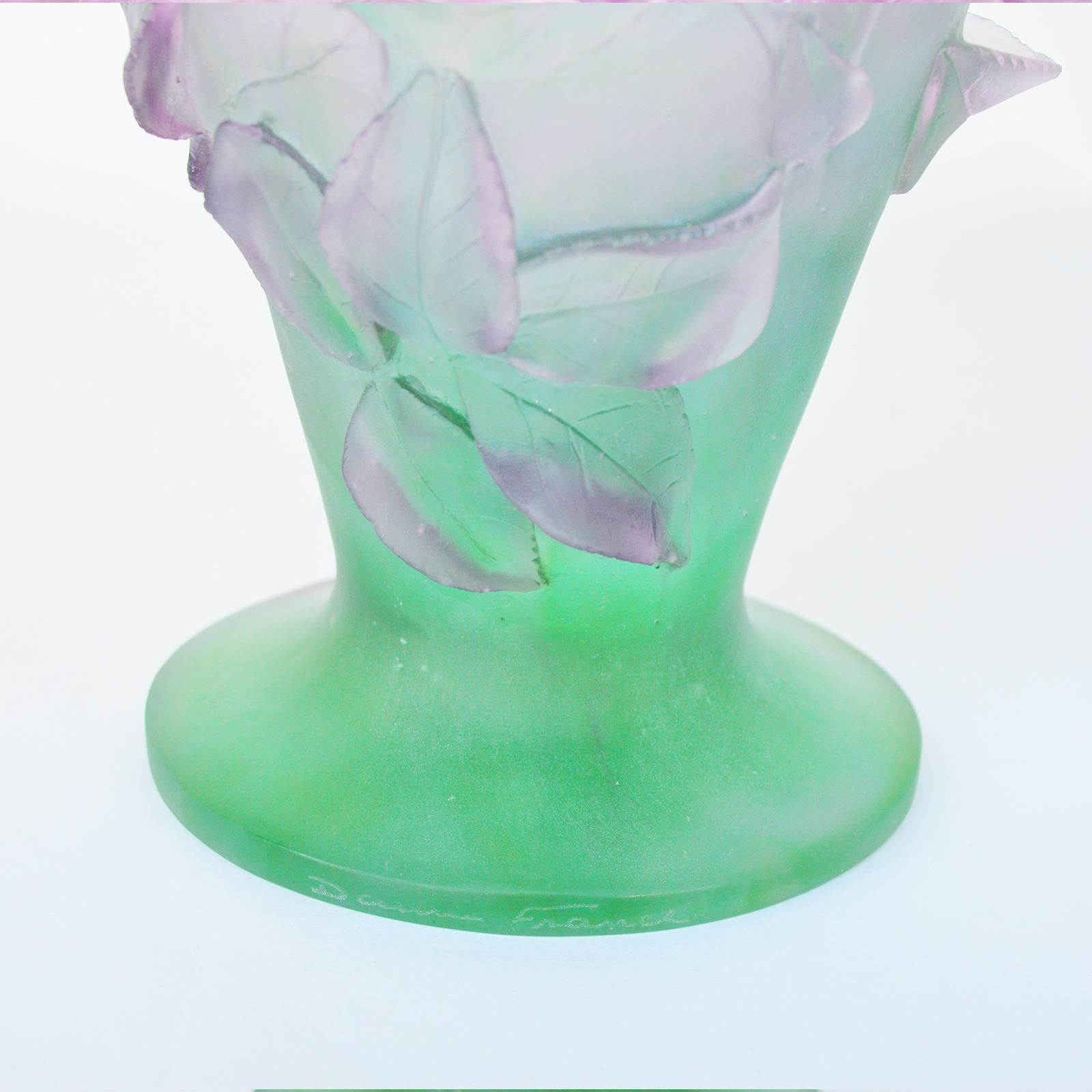 French Provincial Rose Passion Vase by Daum, 1990s For Sale