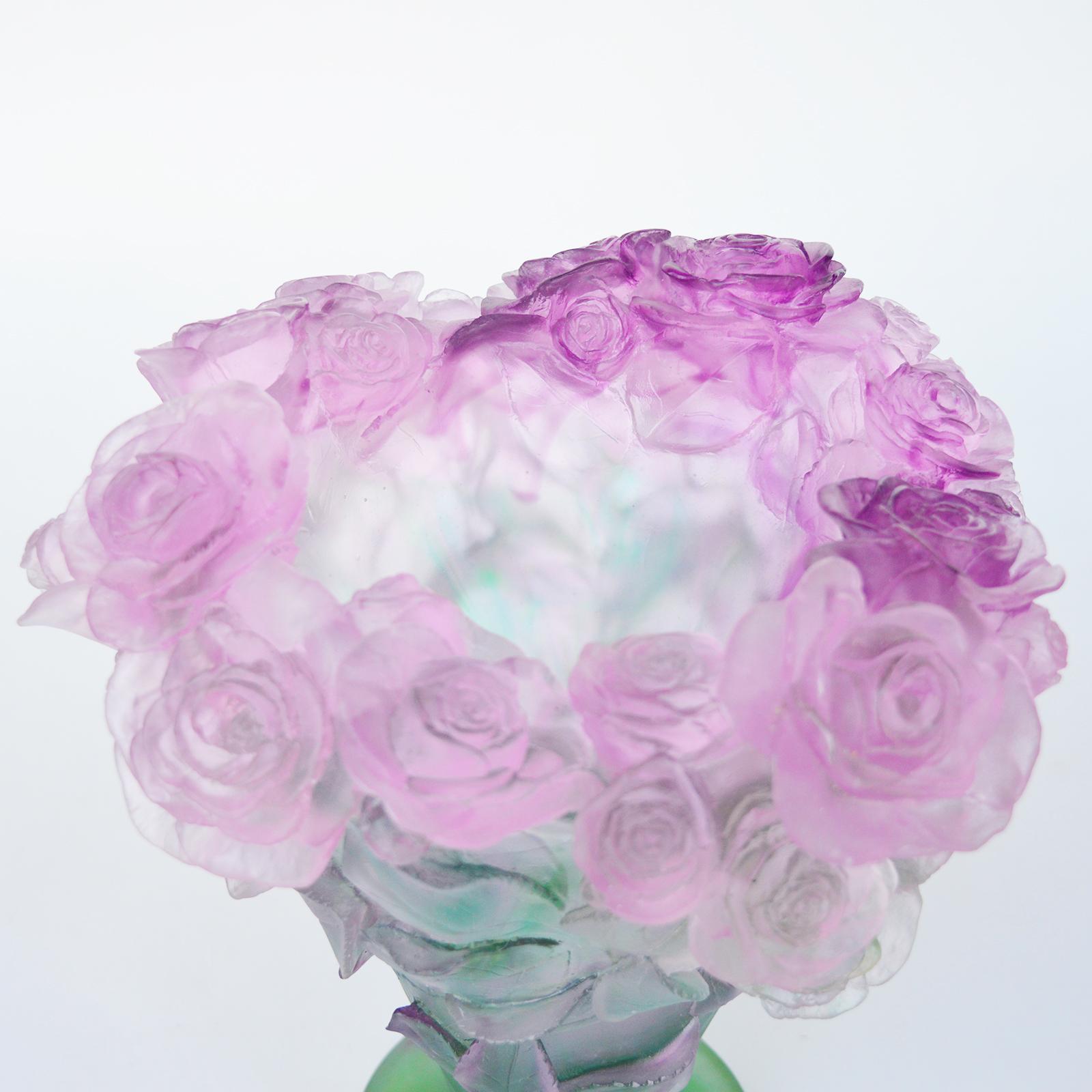 Crystal Rose Passion Vase by Daum, 1990s For Sale