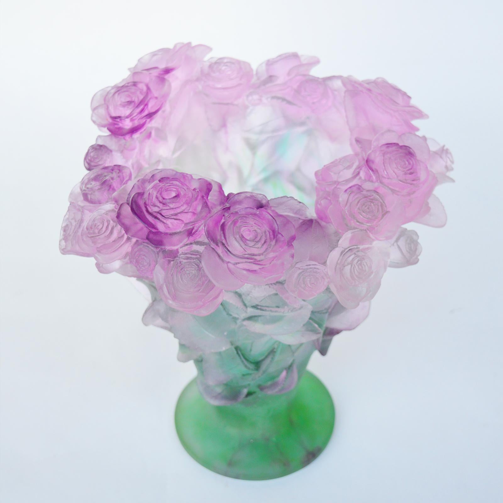 Rose Passion Vase by Daum, 1990s For Sale 1