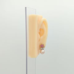 Rose Pearl, Pink Sapphire, and White Diamond Earrings in 18K 2 Tone Gold