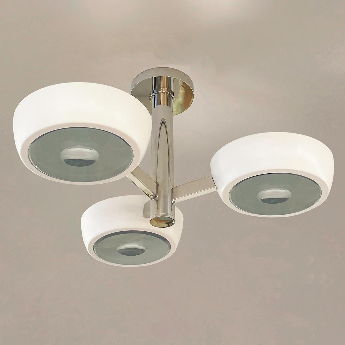 Modern Rose Piccolo Ceiling Light by Gaspare Asaro- Green Glass and Polished Nickel For Sale