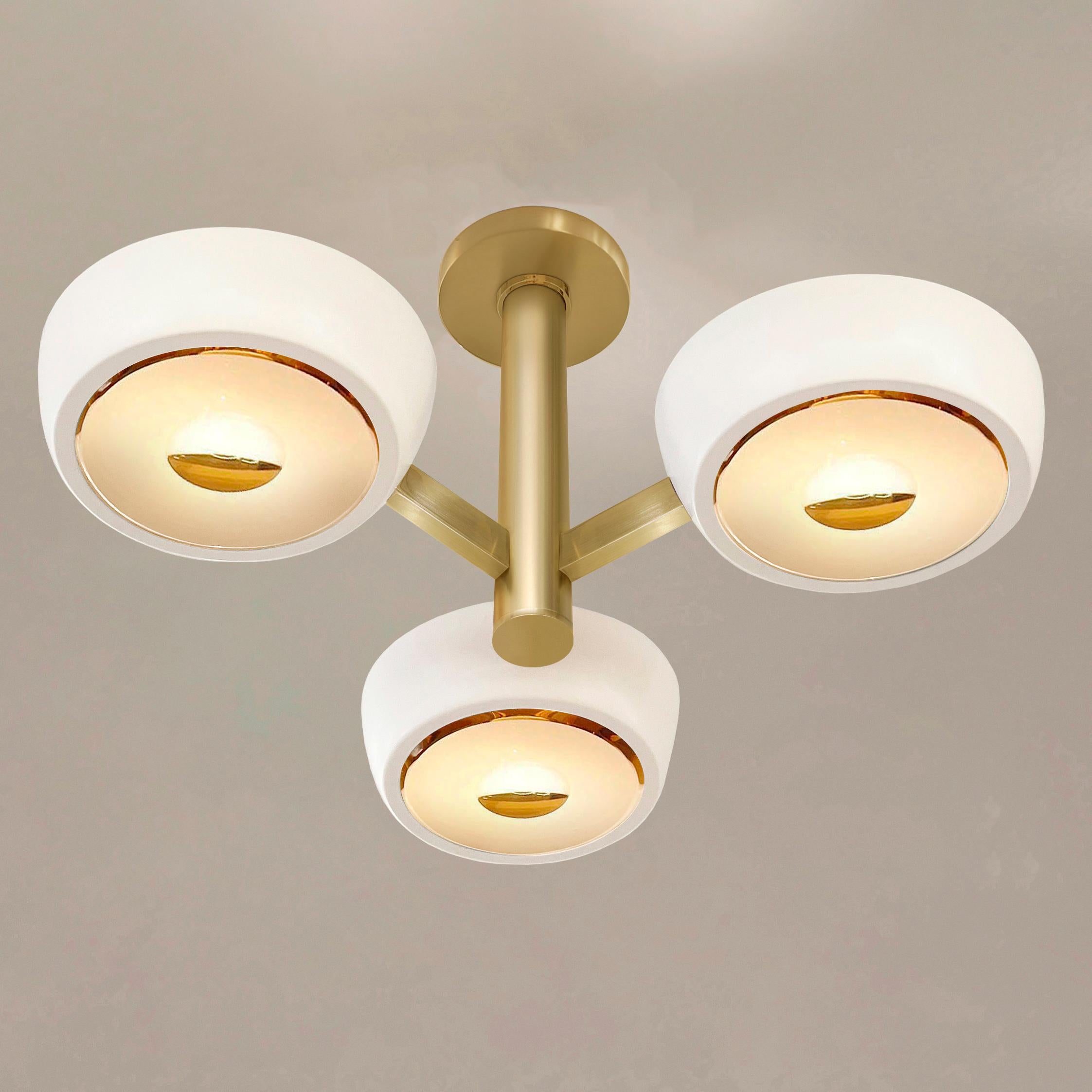 Modern Rose Piccolo Ceiling Light by Gaspare Asaro- Rose Glass and Brass Finish For Sale