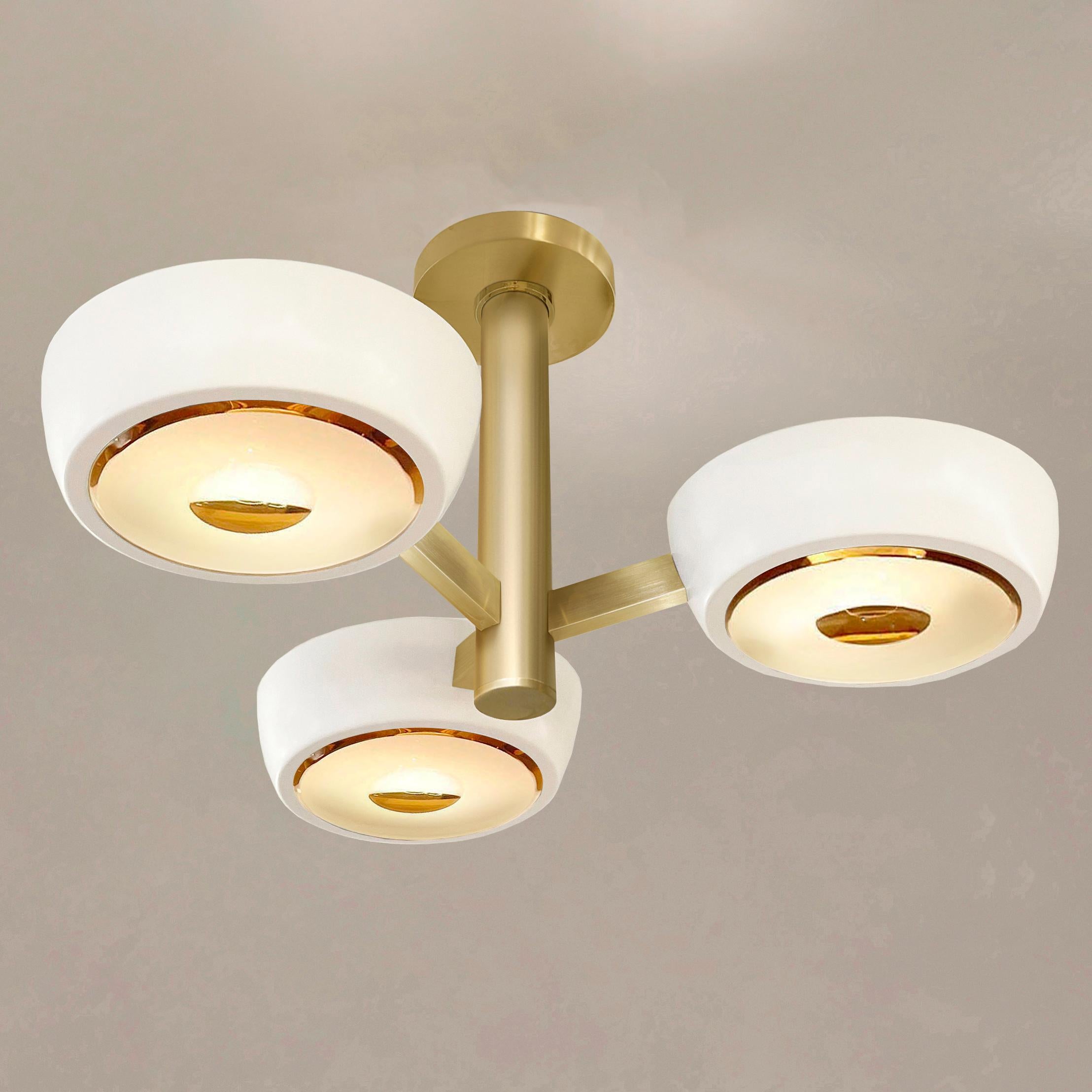 Brass Rose Piccolo Ceiling Light by Gaspare Asaro- Rose Glass and Bronze Finish For Sale