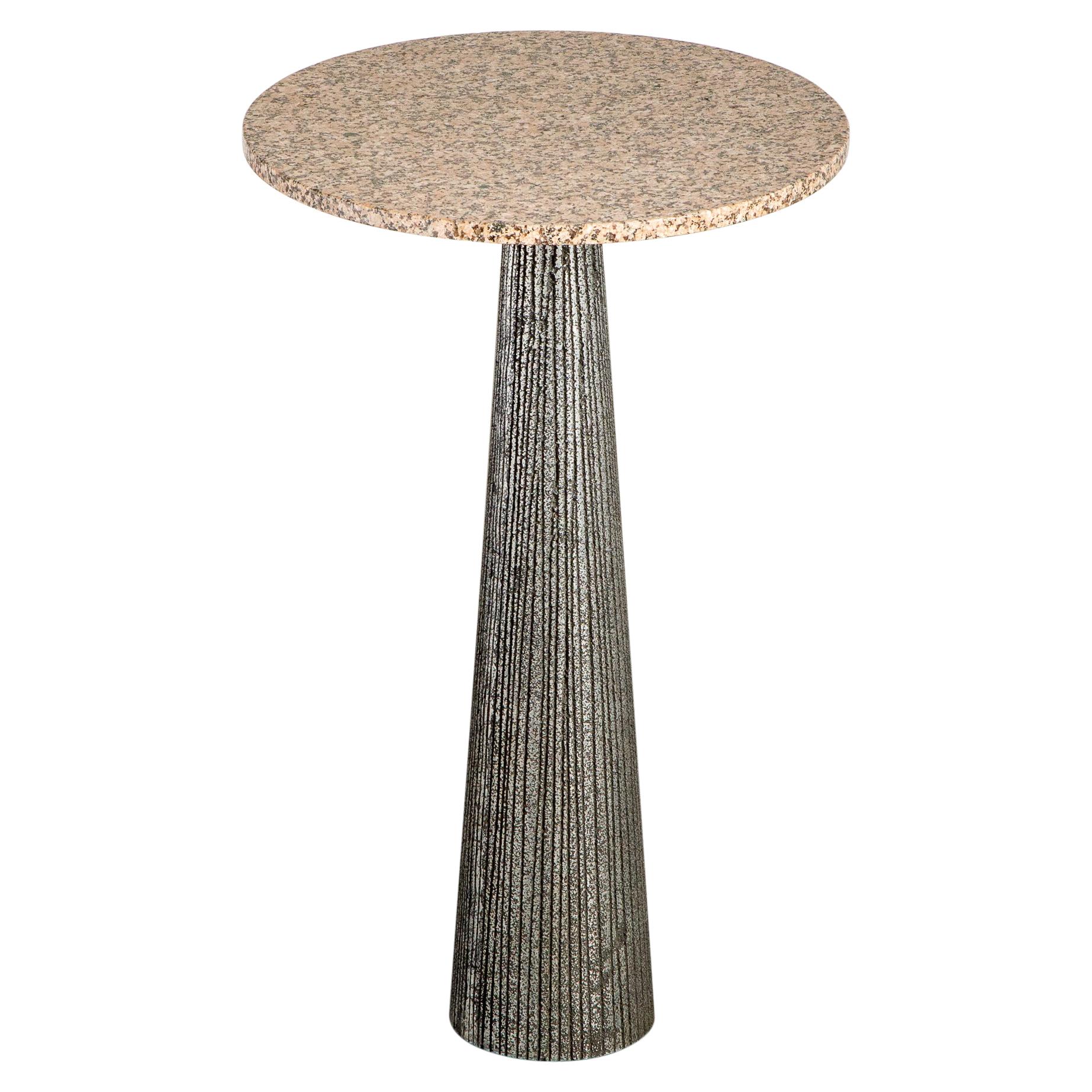 Rose Pink Granite and Aluminum Pedestal Table by Forms and Surfaces, circa 1968