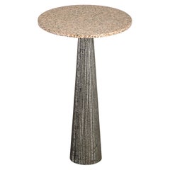 Rose Pink Granite and Aluminum Pedestal Table by Forms and Surfaces, circa 1968
