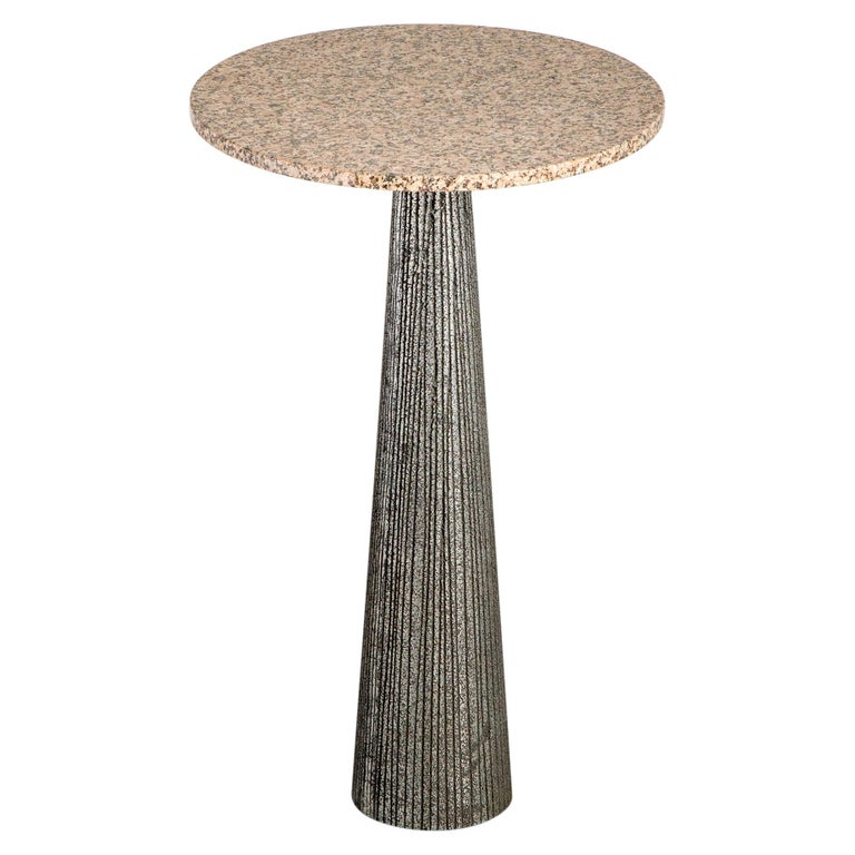Rose Pink Granite and Aluminum Pedestal Table by Forms and Surfaces, circa 1968 For Sale