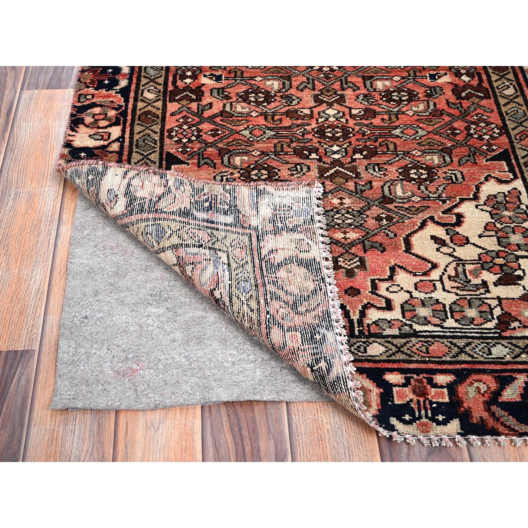 Hand-Knotted Rose Pink Natural Wool Hand Knotted Old Persian Hussainabad Clean Runner Rug For Sale