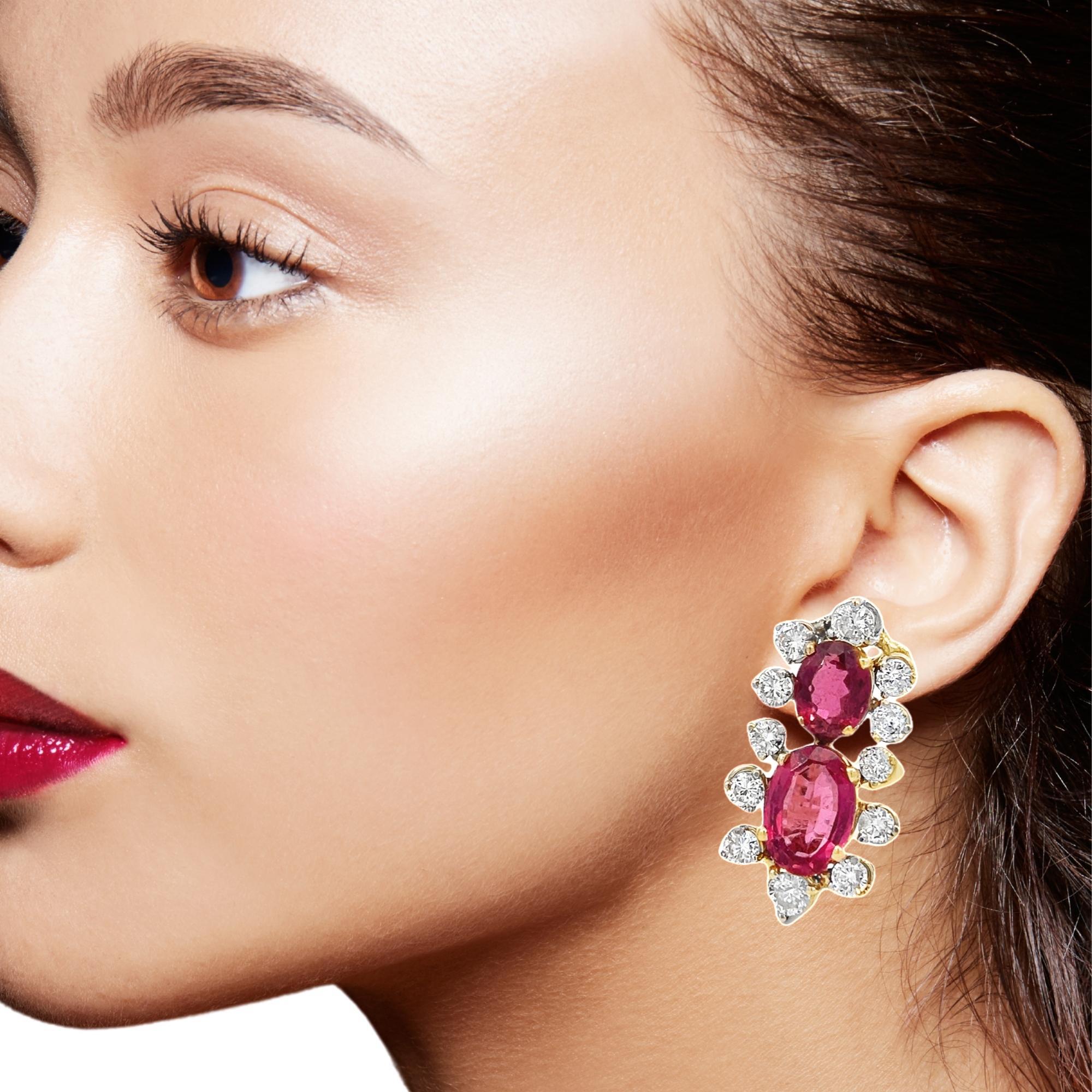 Rose Pink Tourmaline Diamond Earrings For Sale 4