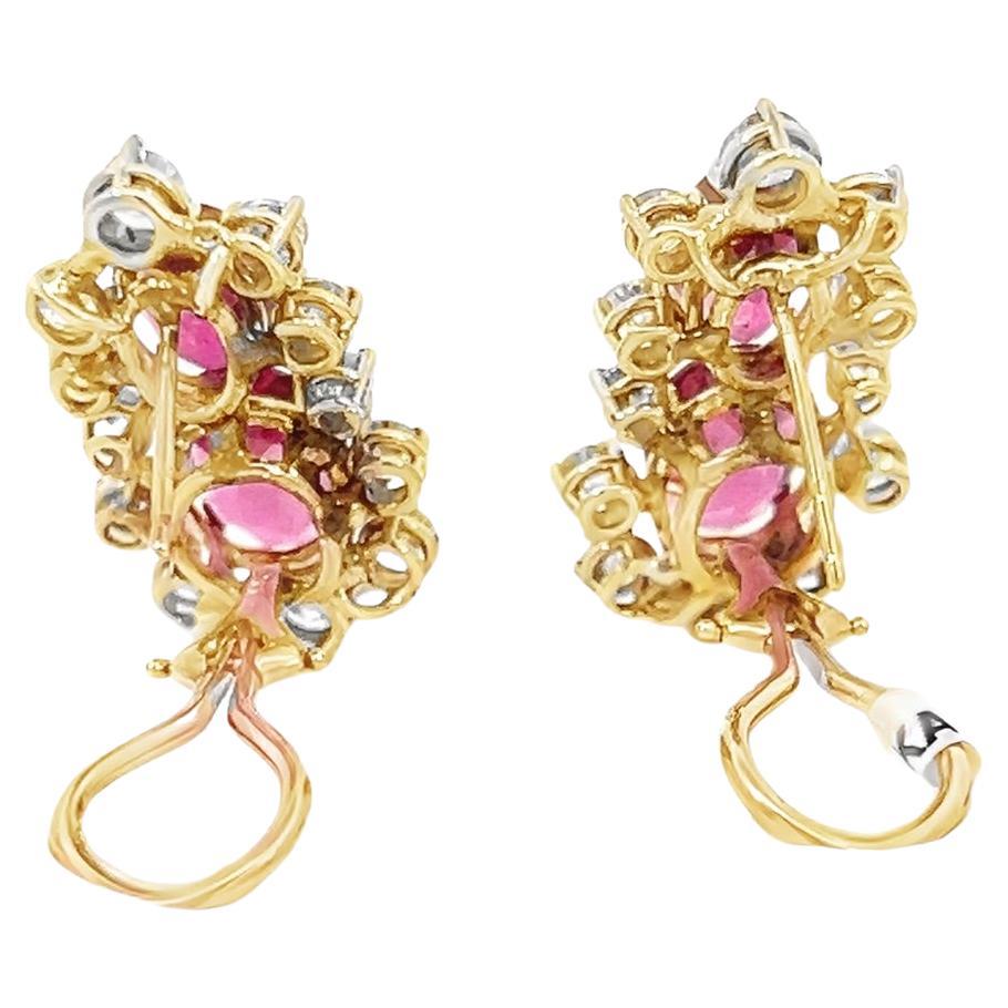 Women's Rose Pink Tourmaline Diamond Earrings For Sale