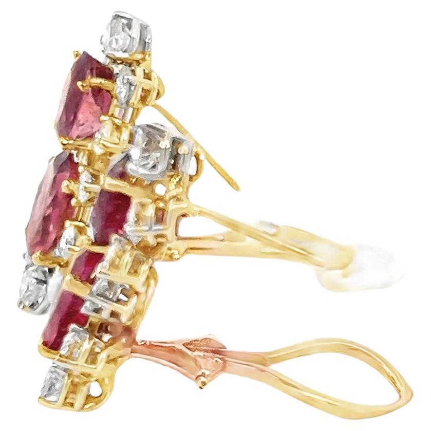 Rose Pink Tourmaline Diamond Earrings For Sale 1