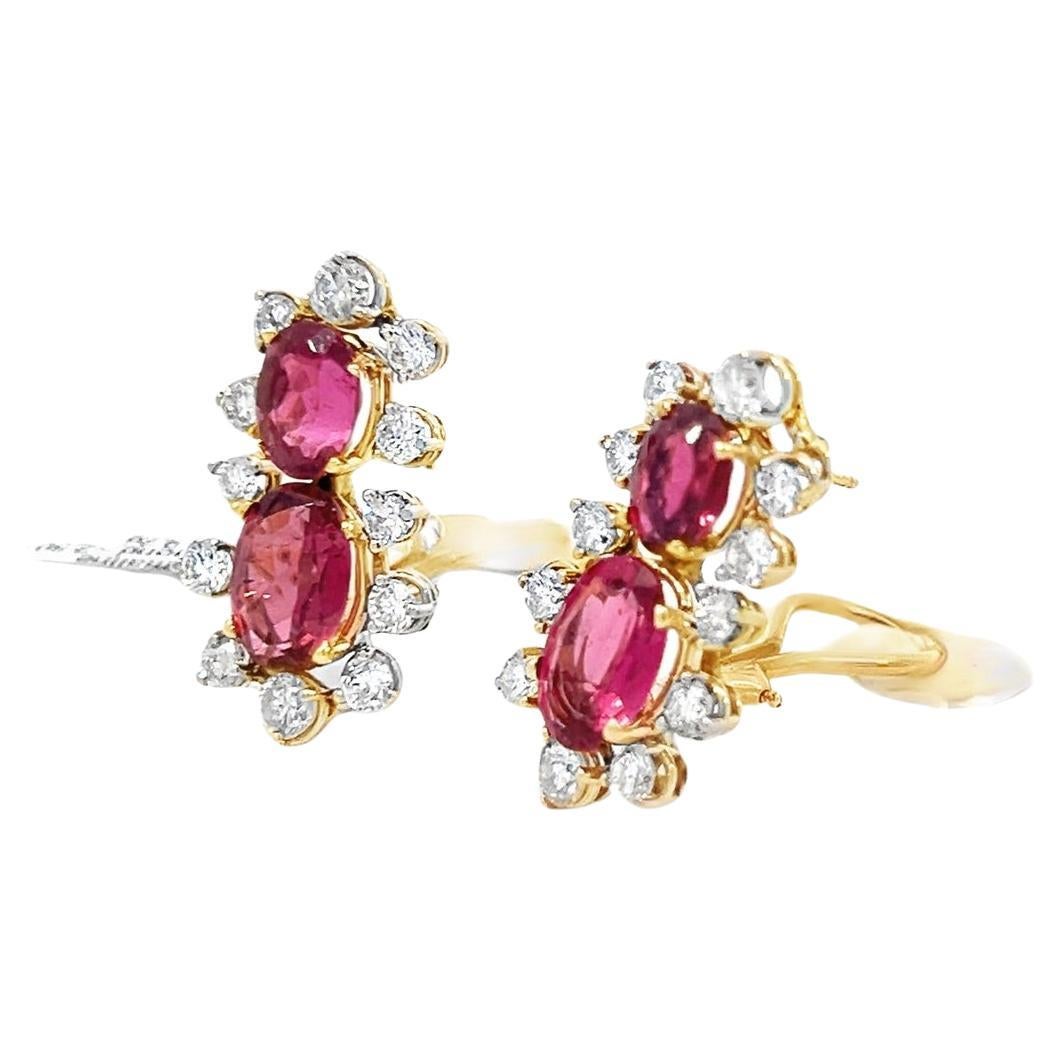 Rose Pink Tourmaline Diamond Earrings For Sale 2