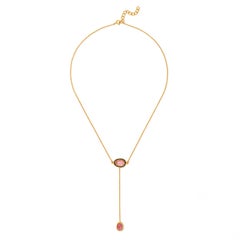 Rose Pink Tourmaline Diamond Enamel T Pendant