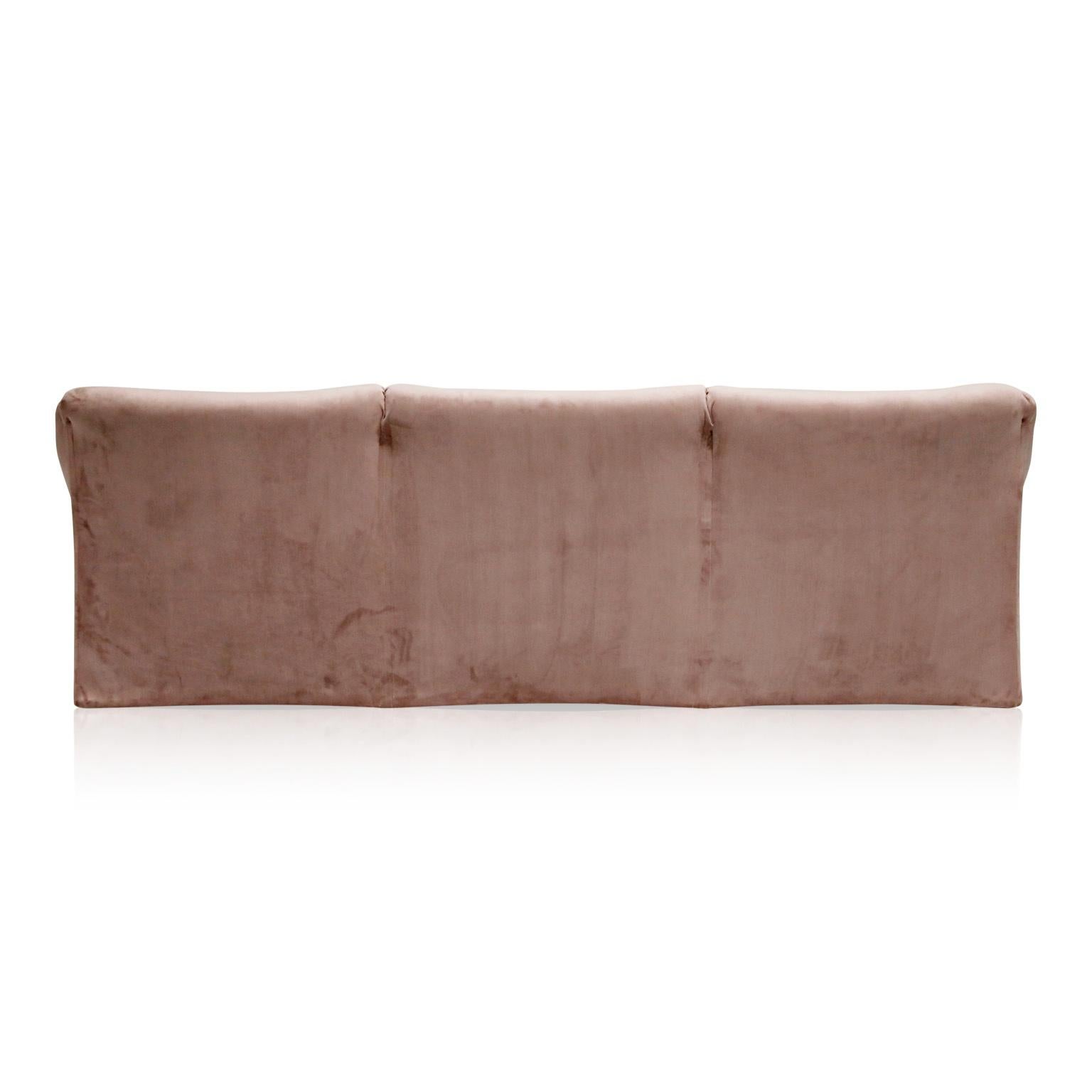 Rose Pink Velvet Tentazione Sofa by Mario Bellini for Cassina, New Upholstery 1