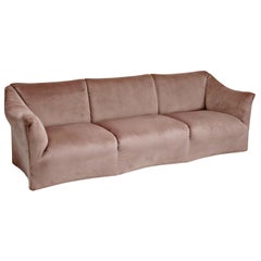 Rose Pink Velvet Tentazione Sofa by Mario Bellini for Cassina, New Upholstery