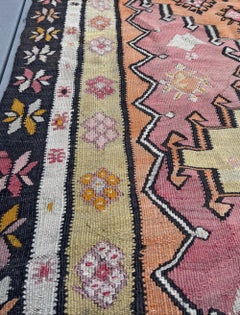 Rose Pink Vintage Kurdish Kilim • Handmade Flatweave Statement Runner Rug (4×10)