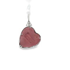 Rosé Pink Vintage Wedgwood Heart Diamond Necklace in New 14K White Gold Setting