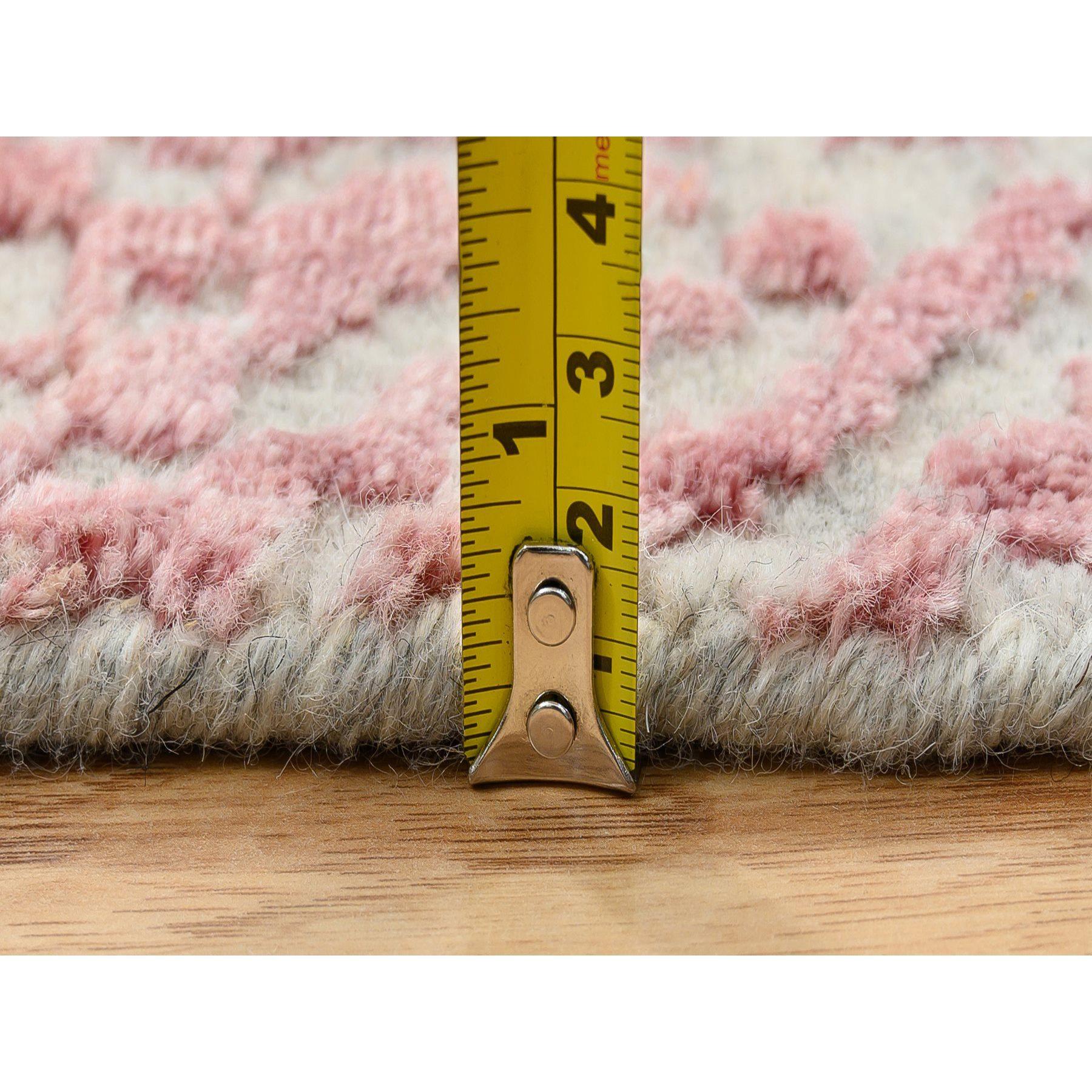 Rose Pink Wool and Art Silk Jacquard Hand Loomed Oriental Rug 11'10