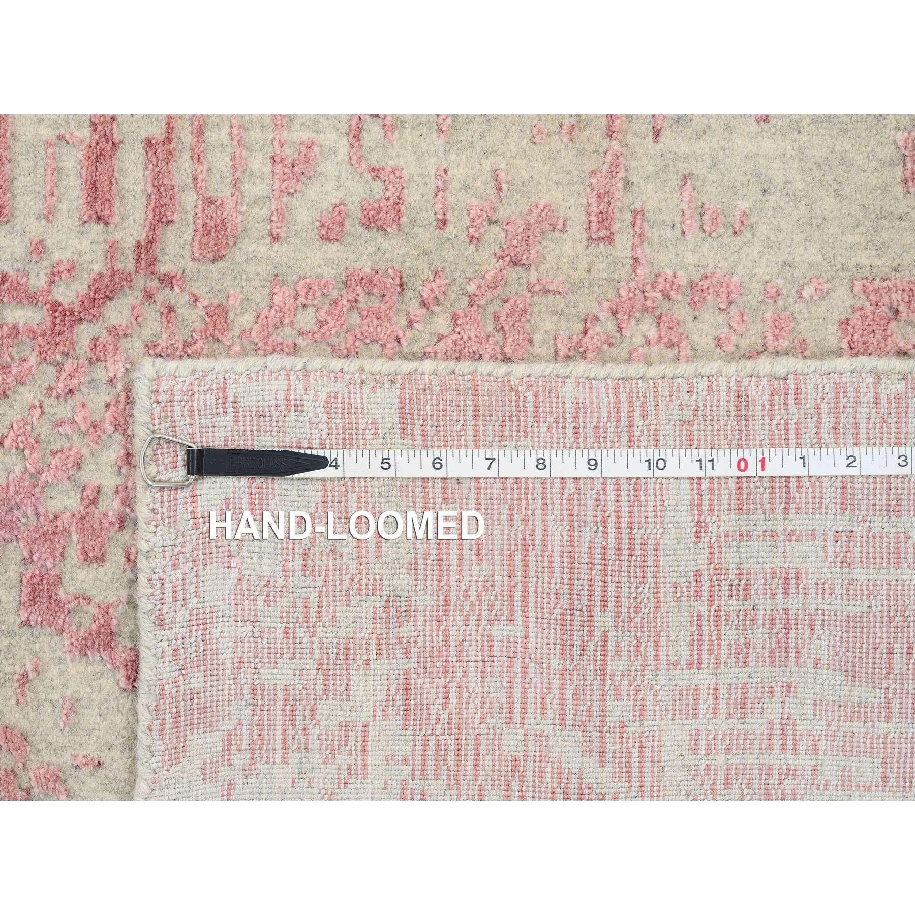 Rose Pink Wool and Art Silk Jacquard Hand Loomed Oriental Rug 11'10