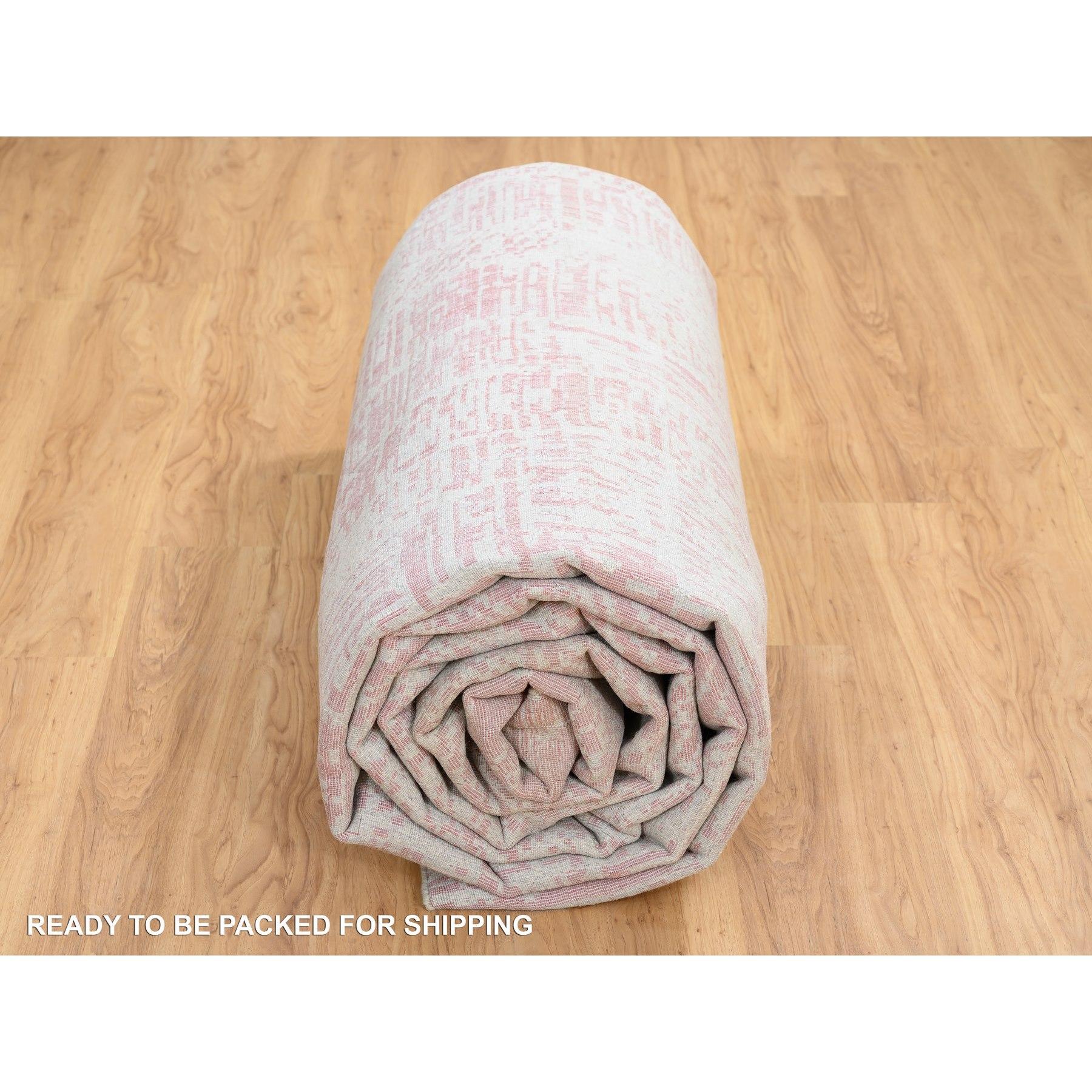 Rose Pink Wool and Art Silk Jacquard Hand Loomed Oriental Rug 11'10