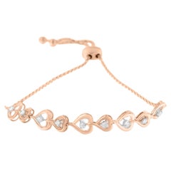 Bracelet Bolo en argent sterling plaqué rose et diamant 1/3 Cttw en forme de cœur