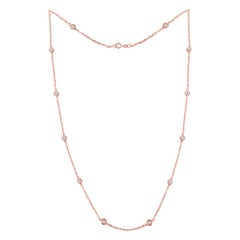 Rose Plated Sterling Silver 1.0 Carat Diamond Station Necklace