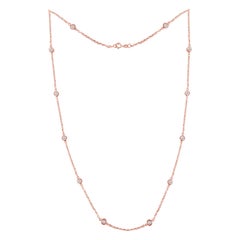 Collier station en argent sterling plaqué rose avec diamants de 1,0 carat