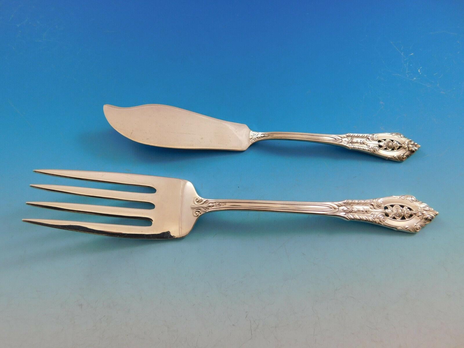 thumbnail image 2 of Wallace Rose Point Sterling Silver Cream Soup Spoon – 5 7/8", Antique Flatware, Excellent Condition, Made 1900-1940 2 of 4