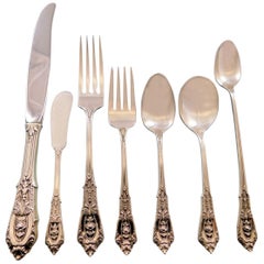 Rose Point by Wallace Sterling Silver Dinner Size Flatware Set of 12 Service