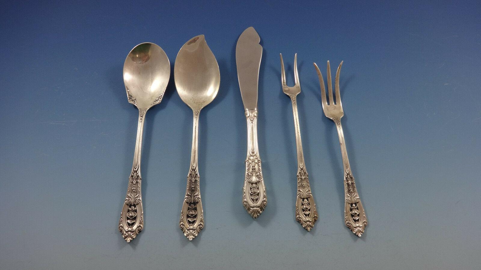 Rose Point by Wallace Sterling Silver Flatware Set 12 Service 78 Pcs Dinner Size For Sale 5