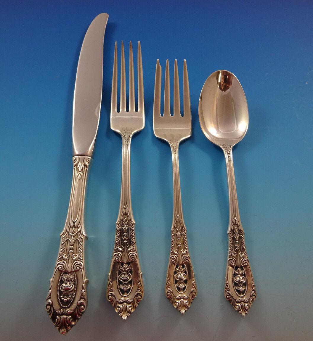 Argento 925 Rose Point by Wallace Set di posate in argento per 8 persone 32 pezzi in vendita