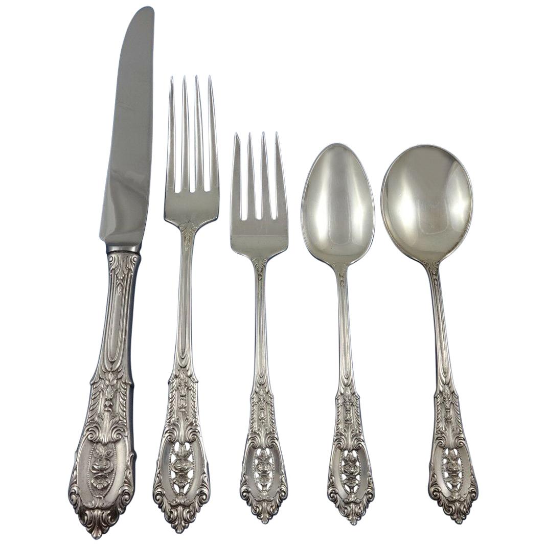 Rose Point by Wallace Sterling Silver Flatware Set for 8 Service 40 Pcs Dinner