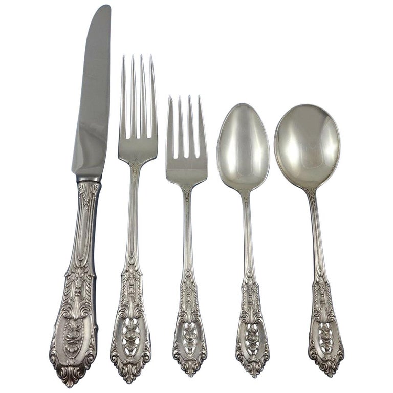 Rose Point by Wallace Sterling Silver Flatware Set for 8 Service 41 Pcs  Dinner For Sale at 1stDibs | wallace sterling silver rose point