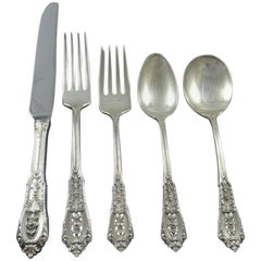 Rose Point by Wallace Sterling Silver Flatware Set For 8 Service 45 Pieces