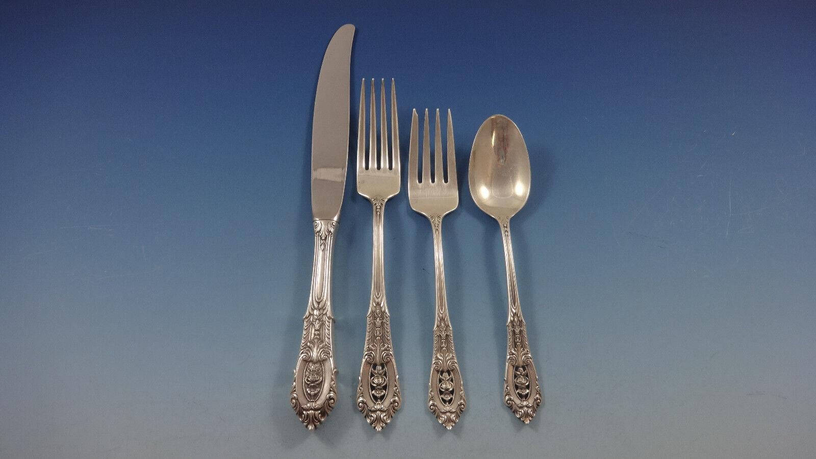Rose Point by Wallace Set di posate in argento per 8 persone 56 pezzi in vendita 3