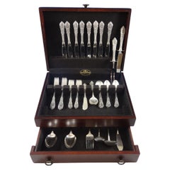 Rose Point by Wallace Sterling Silver Flatware Set For 8 Service 56 Pieces
