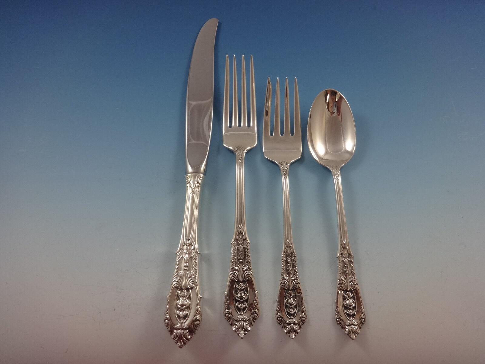 Rose Point by Wallace Set di posate in argento per 8 persone 57 pezzi In condizioni ottime in vendita a Big Bend, WI