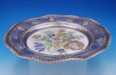 Rose Point by Wallace Sterling Silver Plate with Glass and Needlework Pattern