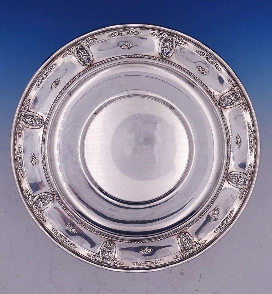 20th Century Rose Point by Wallace Sterling Silver Serving Bowl with Underplate