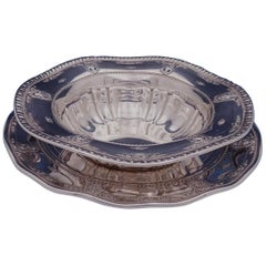 Rose Point by Wallace Sterling Silver Serving Bowl with Underplate