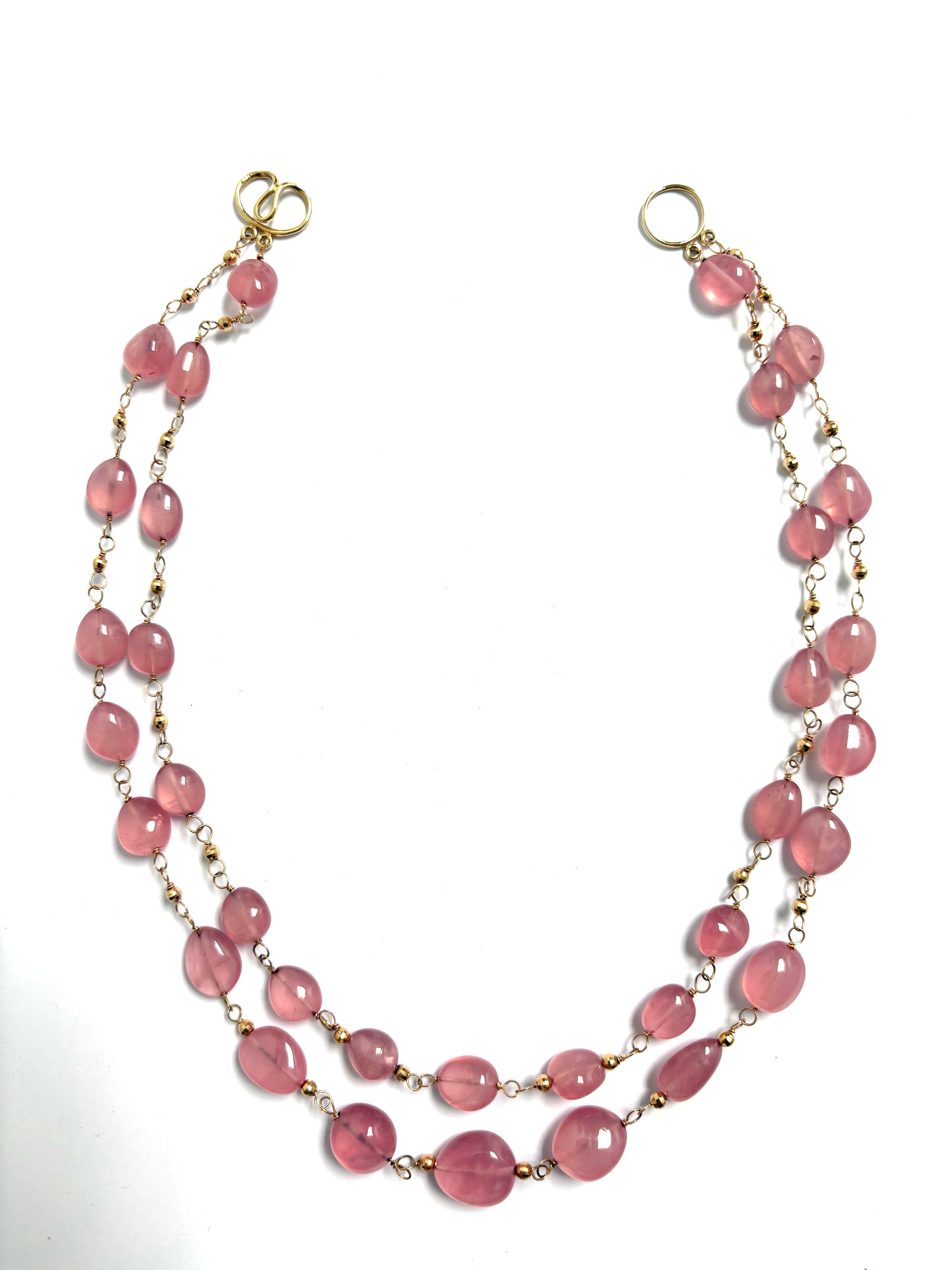 Cuarzo Rosa 100 quilates Collar Paradizia de dos vueltas en Nuevo estado para la venta en Laguna Beach, CA
