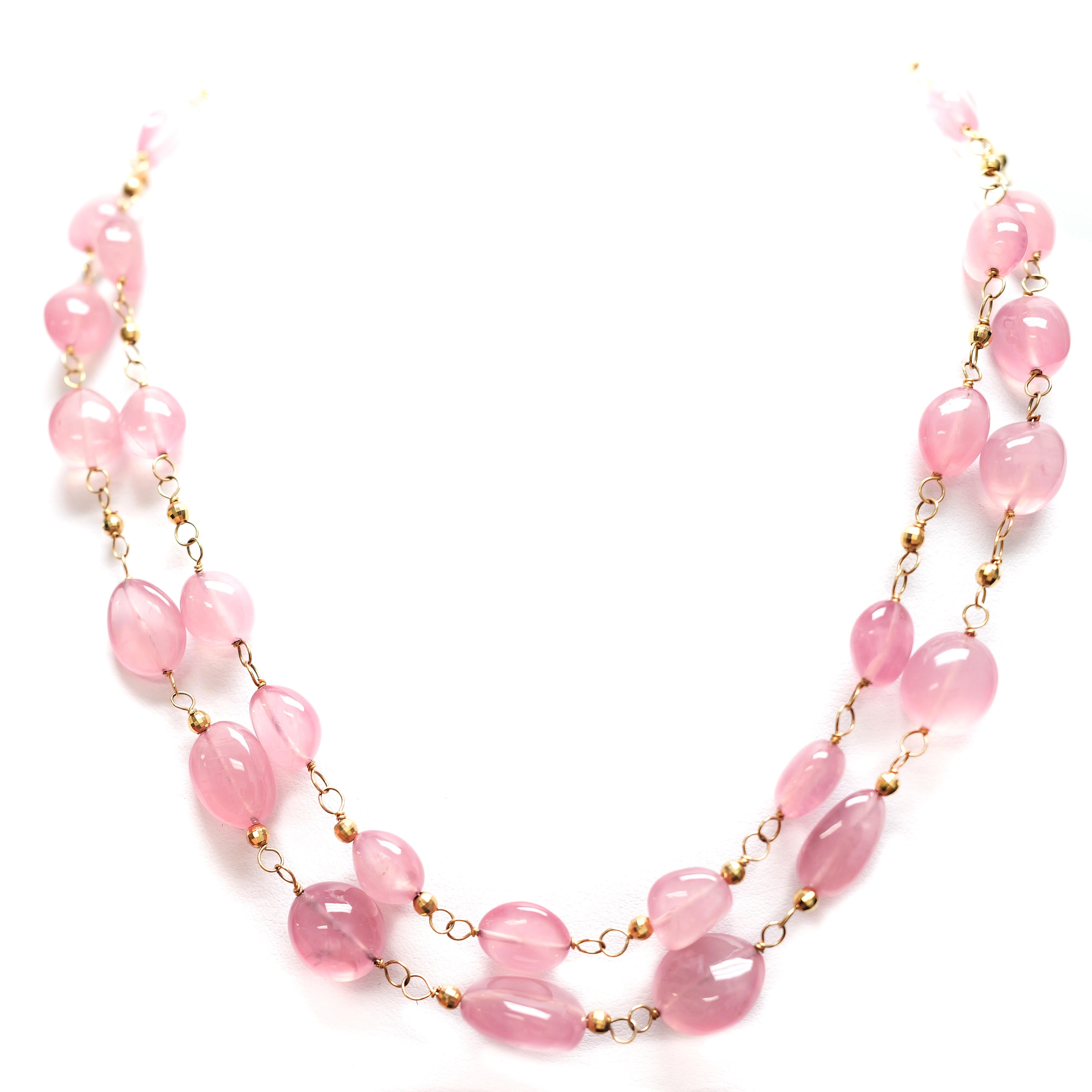 Collana Paradizia a doppio filo di quarzo rosa 100 carati In condizioni Nuovo in vendita a Laguna Beach, CA