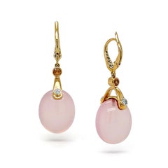 Rose Quartz 18K Yellow Gold Lever-Back Drop Earrings