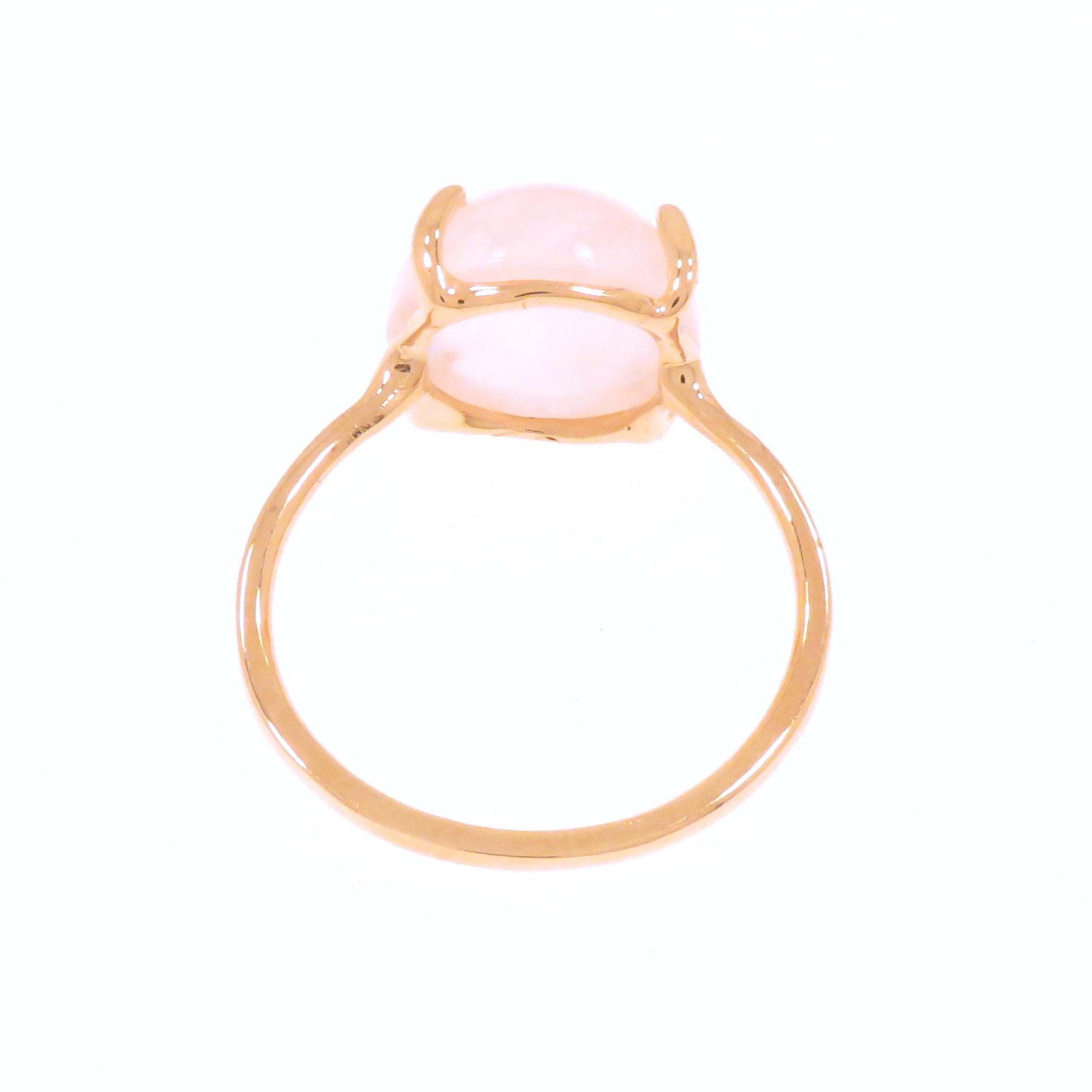 Rose Quartz 9 Karat Rose Gold Ring Handcrafted in, Italy In New Condition For Sale In Milano, IT