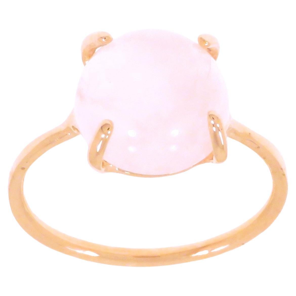 Rose Quartz 9 Karat Rose Gold Ring Handcrafted in, Italy For Sale