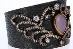 Armreif aus Rosenquarz 925 Silber handgefertigt