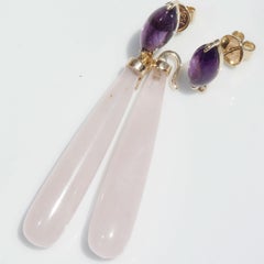 Rose Quartz Amethyste Earrings pink Inspiration detachable Danglers Earring Mix