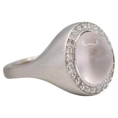 Rose Quartz and Diamond Ring in 18ct white gold